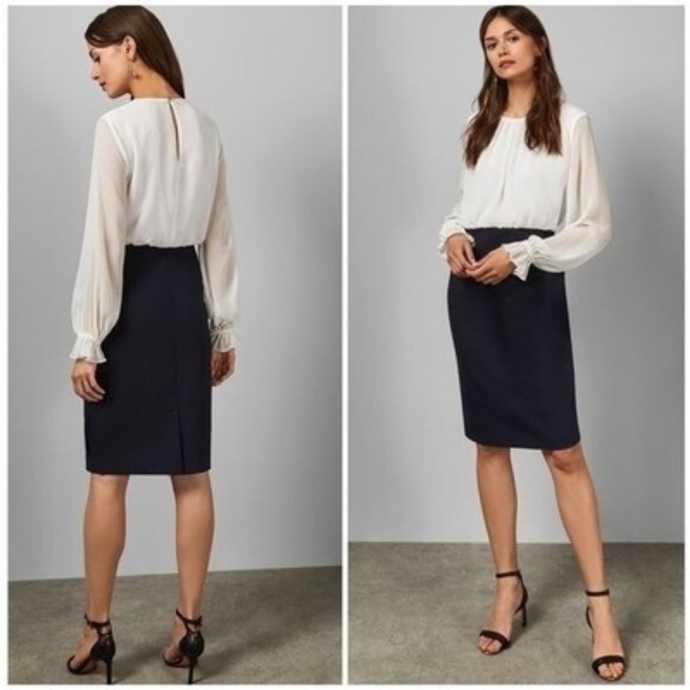 NWT Ted Baker Lizzata White And Navy Dress